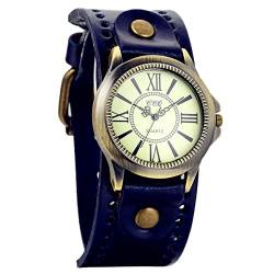Avaner Damen Herren Armbanduhr Analog Quarzwerk Uhr mit Lederarmband Casual Vintage Quarzuhr römische Ziffern von Avaner
