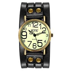 Avaner Damen Herren Armbanduhr Analog Quarzwerk Uhr mit Lederarmband Casual Vintage Quarzuhr römische Ziffern von Avaner