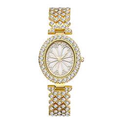 Avaner Damen Uhr Ovalen Strasssteine: Armbanduhr mit Römische Ziffern Diamantuhr Diamantgehäuse Abnehmbares Armband Analog Quarzuhr für Frauen von Avaner