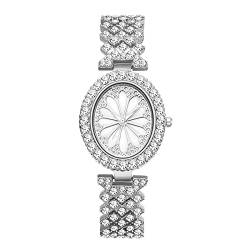 Avaner Damen Uhr Ovalen Strasssteine: Armbanduhr mit Römische Ziffern Diamantuhr Diamantgehäuse Abnehmbares Armband Analog Quarzuhr für Frauen von Avaner