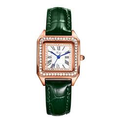 Avaner Damenuhr Armbanduhr mit Full Diamond Gehäuse Quarzuhr für Damen Große Zahl Kalender Zifferblatt gebogenes Glas Lederarmband Uhr für Frauen von Avaner