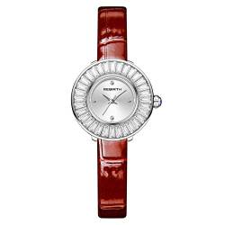 Avaner Damenuhr Armbanduhr mit Rundes Gehäuse Quarzuhr für Damen Lederarmband Uhr Kristalluhr für Frauen von Avaner