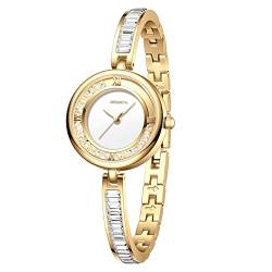 Avaner Damenuhr mit Analoges Display Armbanduhr Damen Quarz Uhr Kristalluhr Verstellbar 3ATM Wasserdicht Herz Diamant Armbanduhr für Damen von Avaner