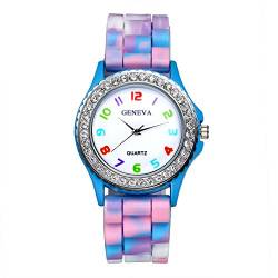 Avaner Damenuhr mit buntes Digitalzifferblatt Damen Armbanduhr mit Silikon Armband Camouflage Uhr Mehrfarbige Quarzuhren für Frauen von Avaner