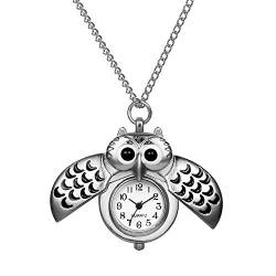 Avaner Eulen Taschenuhr Halskette Damen und Herren Analog Quarz Kettenuhr Lovely Pocket Watch mit Kette als Weihnachten Geschenk für Mädchen Girls von Avaner