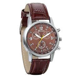 Avaner Herren Armbanduhr Analog Quartz mit Lederarmband DREI Zeitzonenanzeige Modische Casual für Männer braun von Avaner