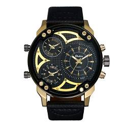 Avaner Herren Armbanduhr Analog Quarzwerk mit Leder Armband Casual groß 3-Zeitzonenanzeige von Avaner