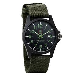 Avaner Herren Armbanduhr Kalender Uhr Analog Quarzwerk mit Nylon Armband 12H/24H Zeiger Men’s Watch Herrenuhr Sportuhr Schwarz/Grün/Braun von Avaner