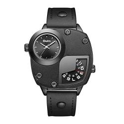 Avaner Herrenuhr mit ovalem Zifferblatt und doppelter Zeitzonenfunktion Armbanduhr Herren Gürtel Uhr mit PU Armband Multifunktionale Herren Uhr für Männer Alltag Business von Avaner