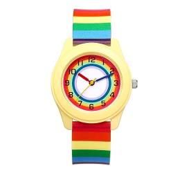 Avaner Kinder Uhr Armbanduhr für Mädchen Junge Regenbogenuhren Kinderuhren mit Süßes Armband Gummi Studentenuhr Lern Armbanduhr für Kinder als Geschenk zu Weihnachten von Avaner