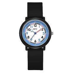 Avaner Kinder Uhr Silikon Armband: Schwarze Jugendliche Uhr Analog Quarzwerk Armbanduhr Wasserdicht Kinderuhr Lernuhr Schüleruhr Bunt Uhren für Jungen Mädchen von Avaner
