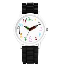 Avaner Kinderuhr Armbanduhr Jungen Mädchen Uhr Minimalistische Cartoon Bleistift dekorative Zeiger Silikonband Jugend Quarzuhr von Avaner