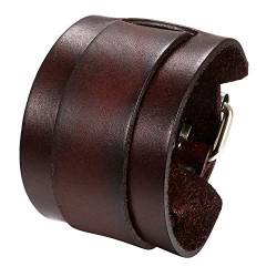 Avaner Lederarmband Herren Armband Verstellbar aus Edelstahl schwarz braun für Männer Frauen von Avaner