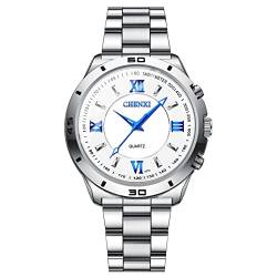 Avaner Paar Uhr Armbanduhren mit Bar Skala Zifferblatt Damen Herren Uhr Armbanduhr mit leuchtende Zeiger Edelstahlband Quarzuhr für Männer Frauen von Avaner