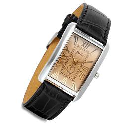 Avaner Quadratische Armbanduhr mit Lederarmband Vintage Leder Herrenuhren Damenuhren Römische Ziffern Analog Quarz Armbanduhr Klassisch Retro Paaruhren für Männer Frauen von Avaner