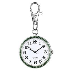 Avaner Taschenuhr Schlüsselanhänger Uhr Edelstahl Revers Uhr mit Schlüsselring, Rucksack Gürtel Fob Uhr, Clip on Schlüsselschnalle Taschenuhren für Damen und Herren von Avaner