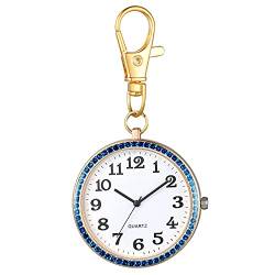 Avaner Taschenuhr Schlüsselanhänger Uhr Edelstahl Revers Uhr mit Schlüsselring, Rucksack Gürtel Fob Uhr, Clip on Schlüsselschnalle Taschenuhren für Damen und Herren von Avaner