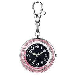 Avaner Taschenuhr Schlüsselanhänger Uhr Edelstahl Revers Uhr mit Schlüsselring, Rucksack Gürtel Fob Uhr, Clip on Schlüsselschnalle Taschenuhren für Damen und Herren von Avaner