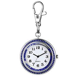 Avaner Taschenuhr Schlüsselanhänger Uhr Edelstahl Revers Uhr mit Schlüsselring, Rucksack Gürtel Fob Uhr, Clip on Schlüsselschnalle Taschenuhren für Damen und Herren von Avaner