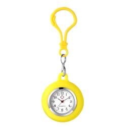 Avaner Taschenuhr mit Karabiner Uhr: Gelbe Schwesteruhr mit Silikonschutz Wandern Schnalle Uhr Rucksack Schnalle Uhr Arbeit Uhr für Männer Frauen von Avaner