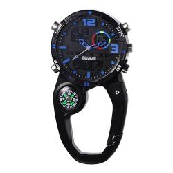 Avaner Taschenuhr mit Karabiner Uhr: Karabineruhr Rucksack Schnalle Uhr mit Blaue Ziffern Tageskalender Stoppuhr Wecker Unisex FOB Analog Quarzwerk Uhr für Klettern Sport Outdoor Aktivitäten von Avaner