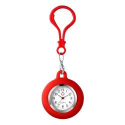 Avaner Taschenuhr mit Karabiner Uhr: Rote Schwesteruhr mit Silikonschutz Wandern Schnalle Uhr Rucksack Schnalle Uhr Arbeit Uhr für Männer Frauen von Avaner