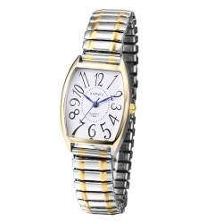 Avaner Uhren Damen Rechteckig Stretchband: Elastische Armbanduhr mit großen Ziffern Analog Quarzuhr Einziehbare Edelstahl Banduhr Leicht Ablesbare Uhr für Frauen von Avaner