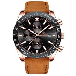 Avaner Uhren Herren Chronograph Lederarmband: Herren Armbanduhr mit Kalender wasserdichte Analoger Quarzuhr Römische Ziffernskala Multifunktionales Gehäuse Lässige Business Uhr für Männer von Avaner