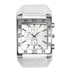 Avaner Uhren Herren Leder Armband: Armbanduhr mit Quadratisches Zifferblatt Herrenuhr Punk Uhr mit arabischen Ziffern Analog Quarz für Männer von Avaner