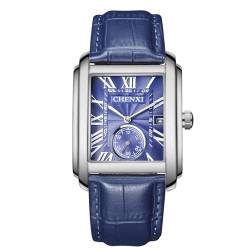 Avaner Uhren Herren Leder Kalender: wasserdichte Blaue Herrenuhr Analoger Quarz Uhr mit römische Ziffernskala Vintage Casual Business Uhr für Männer von Avaner