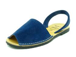 Avarca Damen Sandalen Leder Abarca Menorquina Menorca Schuhe Wildleder Sommerschuhe weich offen Blau Größe 37 EU von Avarca