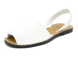 Avarca - Made In Spain - Echtleder Damen Sandalen einfarbig - schöne, Bequeme und praktische Menorca Ibiza Sommerschuhe Strandschuhe 201, 35 EU Schmal, Blanco (White) von Avarca