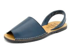 Avarca - Made In Spain - Echtleder Damen Sandalen einfarbig - schöne, Bequeme und praktische Menorca Ibiza Sommerschuhe Strandschuhe 201, 35 EU Schmal, Navy (Dark-blue) von Avarca