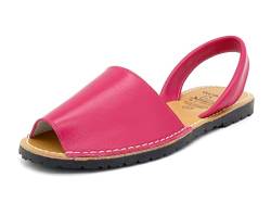 Avarca - Made In Spain - Echtleder Damen Sandalen einfarbig - schöne, Bequeme und praktische Menorca Ibiza Sommerschuhe Strandschuhe 201, 37 EU Schmal, Fuxia (Pink) von Avarca