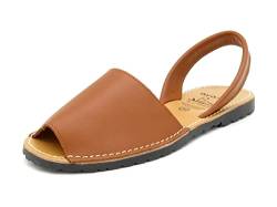 Avarca - Made In Spain - Echtleder Damen Sandalen einfarbig - schöne, Bequeme und praktische Menorca Ibiza Sommerschuhe Strandschuhe 201, 40 EU Schmal, Milk-chocolate (Brown) von Avarca