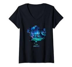 Avatar Na’vi in Pandora Jungle at Night with Logo T-Shirt mit V-Ausschnitt von Avatar