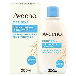 Aveeno Dermexa Daily Emollient Body Wash, reinigt sanft und beruhigt, für sehr trockene, juckende auch Ekzeme neigende Haut, 300 ml (Verpackung kann variieren) 1er Pack von Aveeno