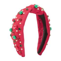 Avejjbaey Weihnachts-Haarreif mit glänzenden Perlen, Kristallperlen, geknotete Stirnbänder für Halloween, Party, Dekoration, Weihnachts-Stirnbänder für Kinder von Avejjbaey