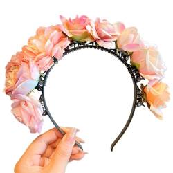 Buntes Blumen-Stirnband, böhmisches Haar-Accessoire, Cosplay-Haarreifen, Clip, Blumenkränze, Haarband für Mädchen, stilvolle Haarschmuck von Avejjbaey