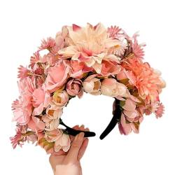 Frühlingsböhmischer Blumen-Strandblumen-Girlanden, Rosen-Stirnband, Hochzeitskränze für Frauen und Brautjungfern, Haar-Accessoire von Avejjbaey