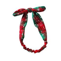 Weihnachts-Haarband, geknotet, Schneeflocken-Druck, breites Haarband, niedliche Kaninchenohren, Schleife, elastisches Haarband für Frauen und Mädchen, elastische Haarbänder für Mädchen von Avejjbaey