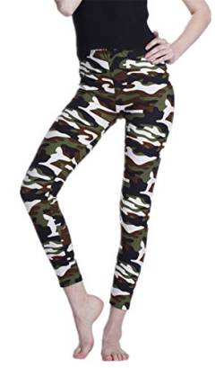 Aventy Damen Damen Camouflage Leggings Camo Print Hose Sporthose Stretch Workout Hose mit Military Print Gr. One size , Camouflage weiß von Aventy