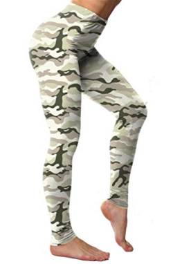 Aventy Damen Damen Camouflage Leggings Camo Print Hose Sporthose Stretch Workout Hose mit Military Print Gr. One size , Z-gelb von Aventy