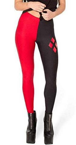 Aventy Damen Einhorn Regenbogen Digital Gedruckt Enge Leggings Stretchy Hose Skinny Pants Workout, Black Red Poker, One size von Aventy