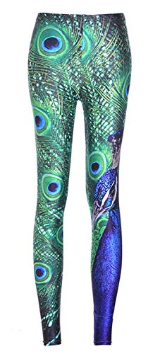 Aventy Damen Einhorn Regenbogen Digital Printed Tight Leggings Stretchy Hose Skinny Pants Workout, pfau, One size von Aventy