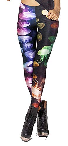 Aventy Damen-Leggings mit Einhorn-Regenbogen, Digitaldruck, enge Leggings, dehnbare Hose, Skinny Hose, Workout, quallendesign, One size von Aventy