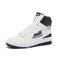 Avia 830 Herren Basketballschuhe Retro Sneaker Indoor Outdoor Street Court Gr.8 bis 15, Weiß/Schwarz/Mittelblau, 13 Women/11.5 Men von Avia