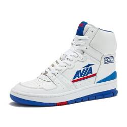 Avia 830 Herren Basketballschuhe Retro Sneaker für Indoor Outdoor Straße oder Court Größen 42 bis 47, Weiß/Marineblau/Rot, 43 EU von Avia