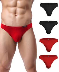 Avidlove 4er Pack, Slips Modal - seidenweich Unterhose short underwear Unterhosen Trunk Shorts Unterwäsche Slip Herren Männer- Gr. EU L, 2 x Schwarz/ 2 x Rot von Avidlove