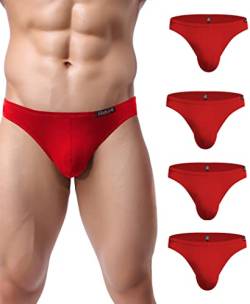 Avidlove 4er Pack, Slips Modal - seidenweich Unterhose short underwear Unterhosen Trunk Shorts Unterwäsche Slip Herren Männer- Gr. EU S, 4 x Rot von Avidlove